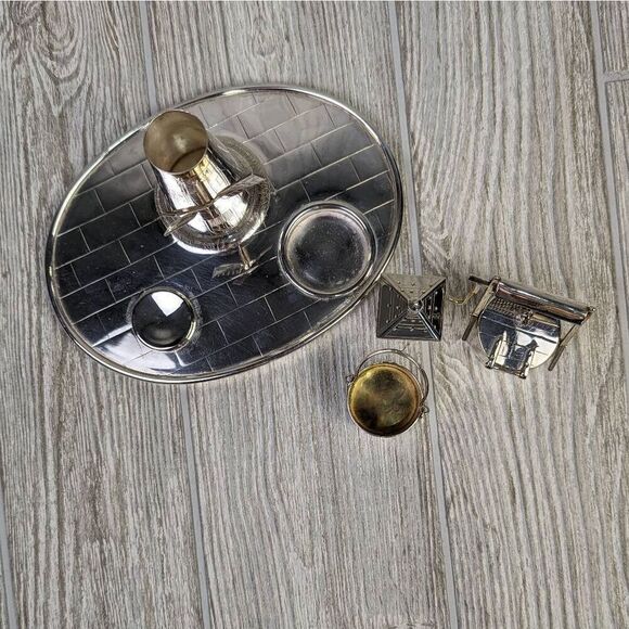 Victorian Silver Plated Novelty Cruet Set with Engraved Windmill Style Pepper Po - Picture 5 of 15